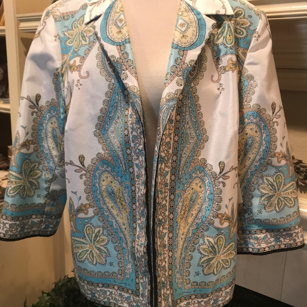 Gorgeous handkerchief print jacket.